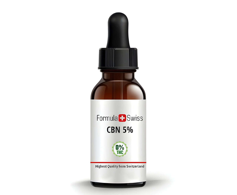Formula Swiss CBN oil 5% with 0% THC in an amber dropper bottle